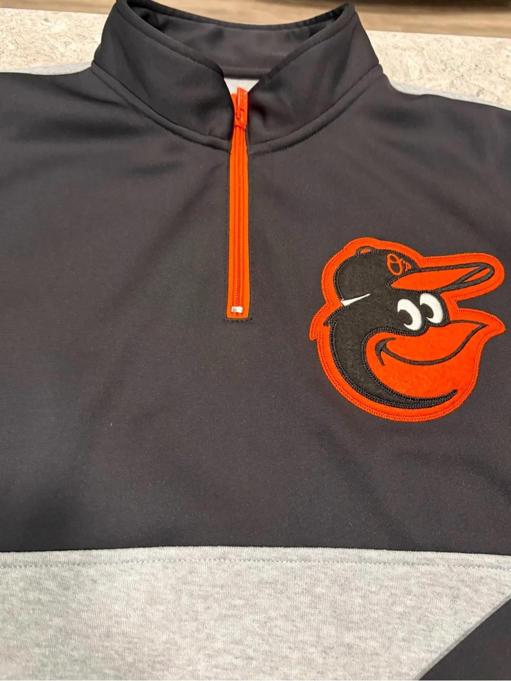 Baltimore Orioles Stitches Black & Gray 1/4 Zip Fleece Jacket-Large